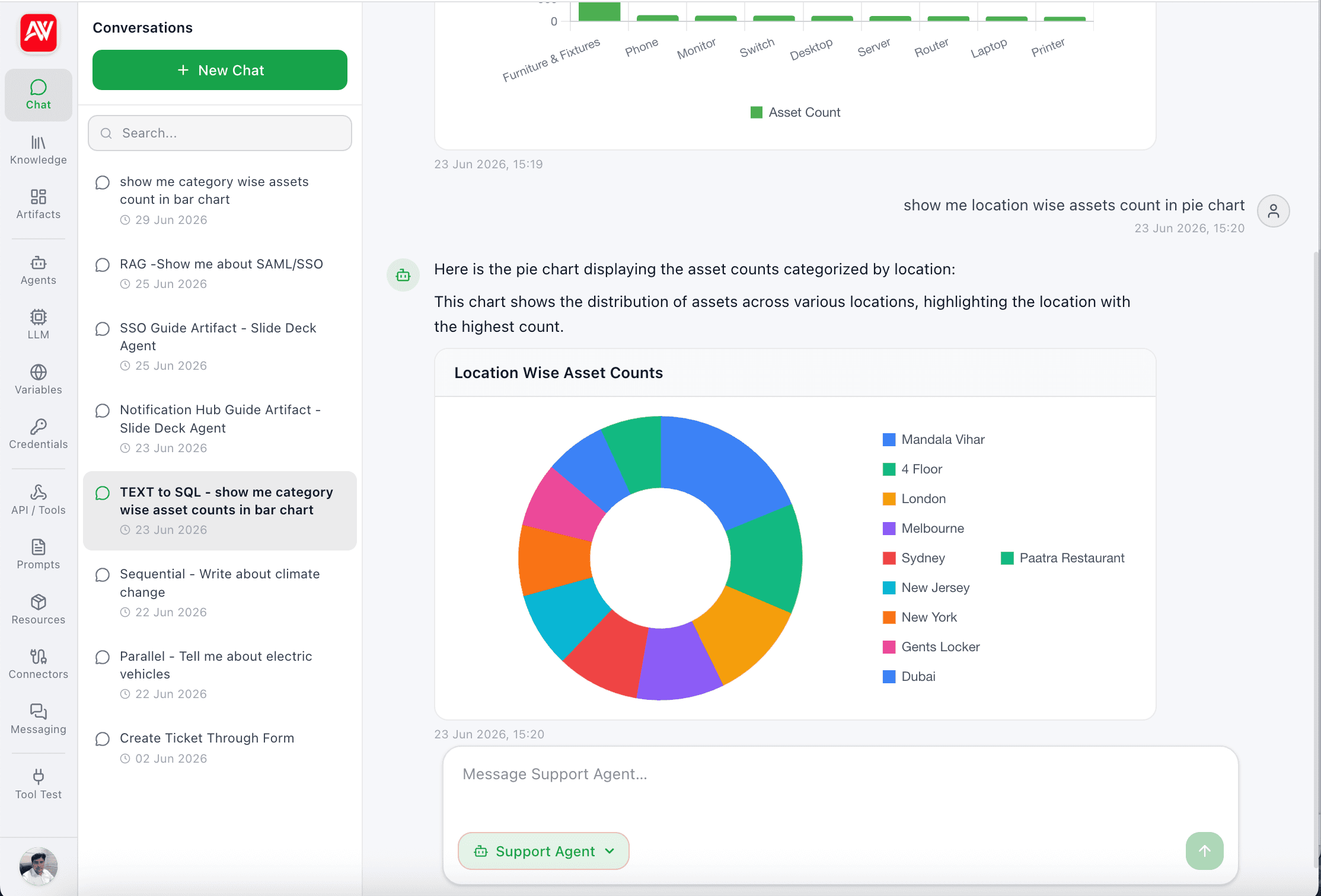 Artificial Wit AI assistant chat interface